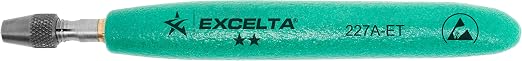 Excelta - 227A-ET - Pin Vise - Straight - Two Star - Brass - Ergo Handle - 0 - .015" (0 - .38mm), 0.3" Height, 0.3" Wide, 4" Length