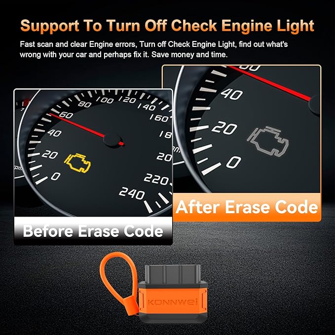KONNWEI KW906 OBD2 Scanner Bluetooth 5.0 Car Diagnostic Tool – OBDII Code Reader Check Engine Light, Real-Time Data, Free MAXOBD App for iOS & Android, 12V Vehicle Engine Fault Scanner