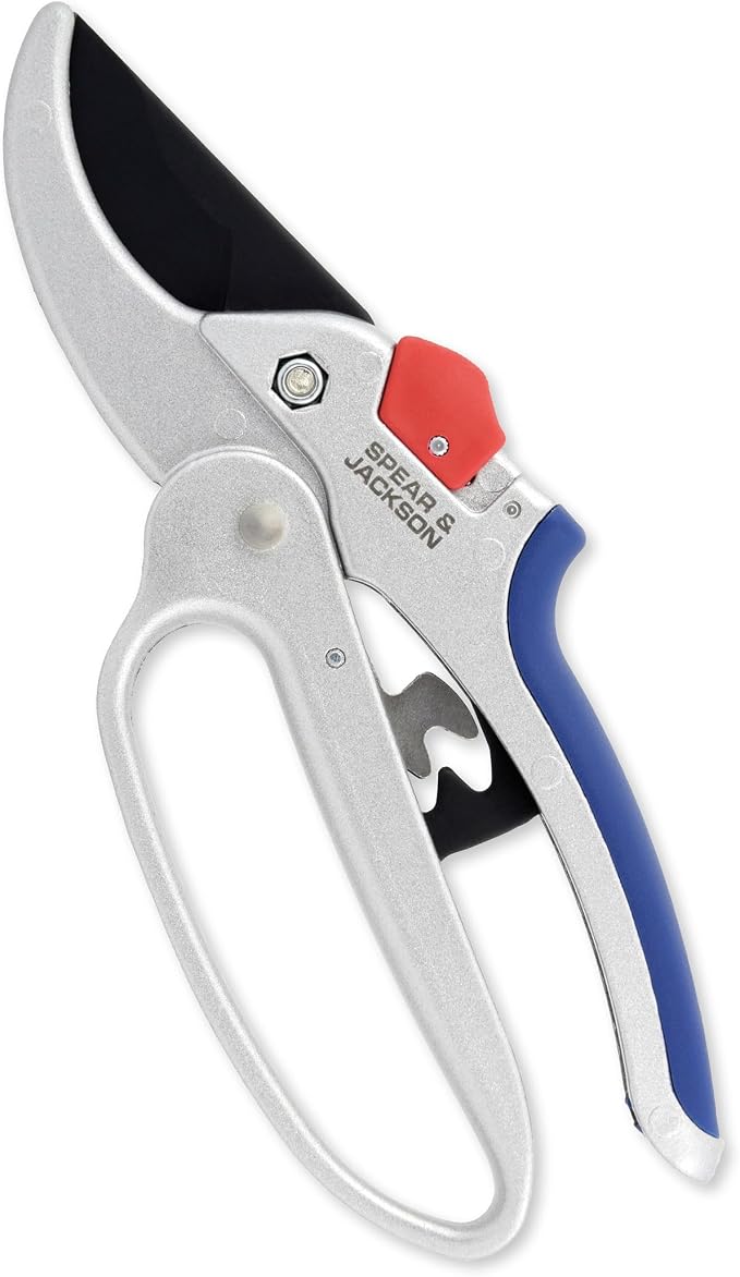 Spear & Jackson Razorsharp Geared Anvil Pruning Shears, Heavy Duty Garden Clippers for Thick Branches, Non-Slip Ergonomic Handles, Durable Steel Blades