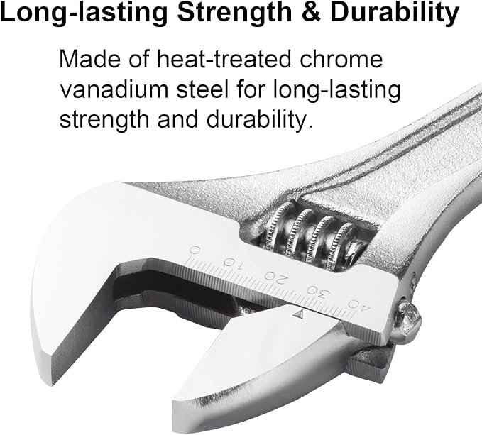 Jetech 24-Inch Adjustable Wrench, Professional Heavy Duty, Chrome Vanadium Steel, Shifter Spanner with Inch/Metric Scale, Wide Caliber Opening, Rust-Resistant Finish, Extra-Long Leverage