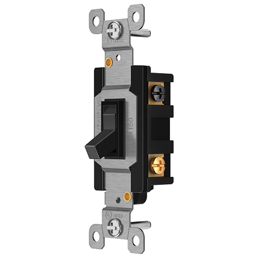 ENERLITES 4-Way Toggle Light Switch, Four Way, Side Wiring, Copper Wire Only, Grounding Screw, Residential Grade, 15A 125VAC 60Hz, UL Listed, 84150-BK-10PCS, Black 10 Pack