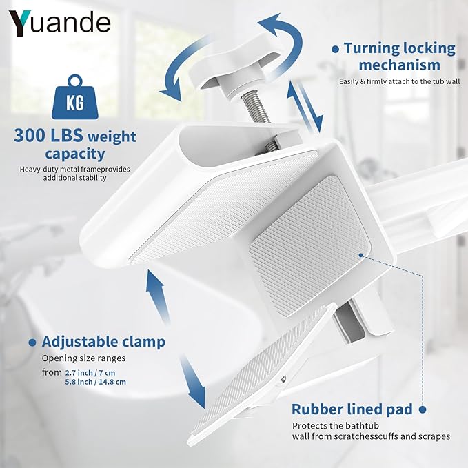 Bathtub Grab Bar,YuanDe 20x6 Inch Adjustable Bathtub Safety Rail