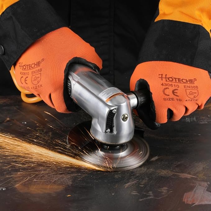 Hoteche 4-Inch Air Angle Grinder, High Speed Pneumatic Grinder, Professional Metal Cutting & Grinding Tool with Front Exhaust, Heavy Duty 1/4" Air Inlet, 90 PSI Power Tool for Fabrication