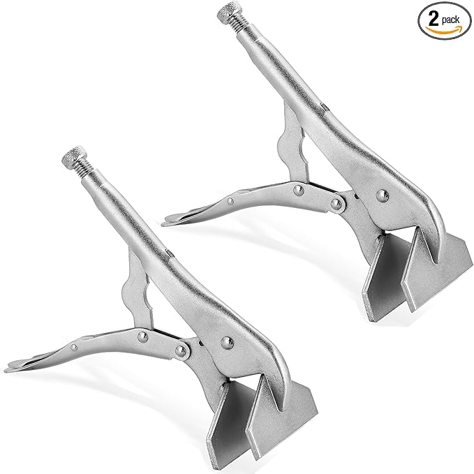 DASBET 10" Locking Sheet Metal Clamp 2 PCS | Heavy Duty Sheet Metal Grip Tool, Welding Locking Plier Tools, Adjustable Opening Nickle Plated Welding Plier Sheet Vice Grip Tool
