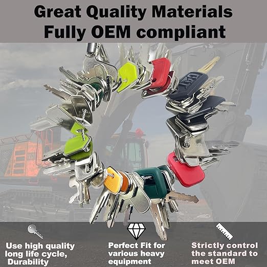 55 Full Range Non-Duplicated Master Construction Original Equipment Keys for Hyster JLG Yanmar Takeuchi JD CAT Sany Daewoo Takeuchi Hyster Toyota Kubota Komatsu Case New Holland Volvo Hyundai