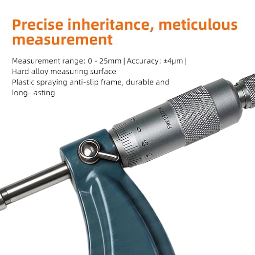 Outside Micrometer with One-Piece Spindle, 3.94-4.92" Machinist Micrometer, 0.00023" Accuracy Graduation Micrometer Set