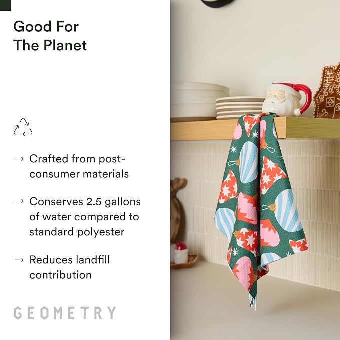 GEOMETRY Christmas Kitchen Towels - Quick Dry Microfiber Cloth Dish Towels for Kitchen Drying - Premium Quick Dry Towel - Ornamenta