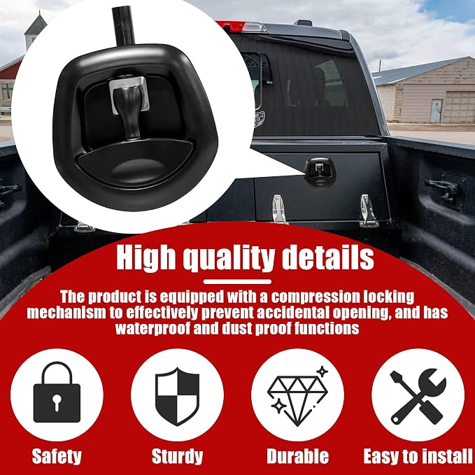 Compression Whale Tail Locks Truck Tool Box Latch Toolbox Fishtail Lock Lever Replacement T Shaped Handle Paddle Lock with Key Suitable for Truck RVs Trailer Box Black