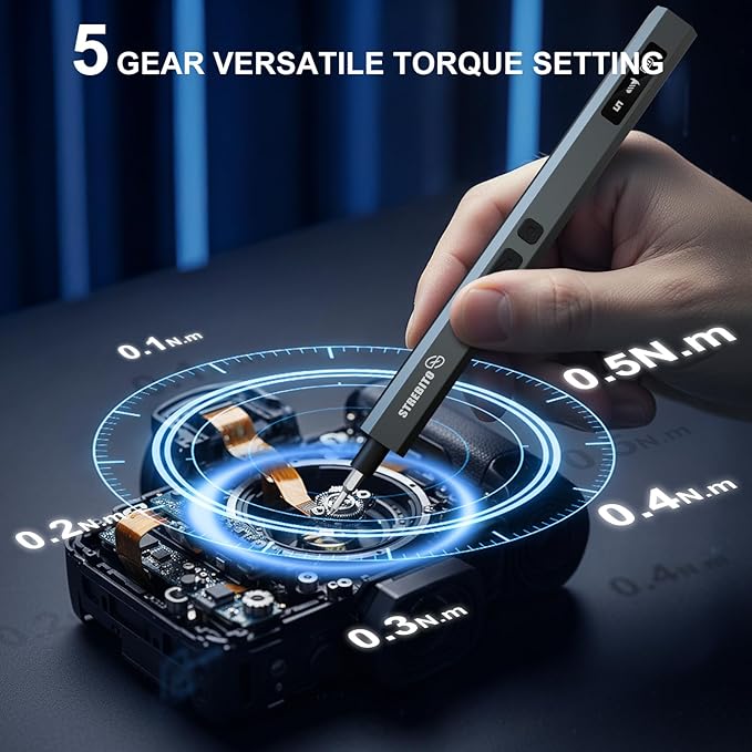 STREBITO 155 in 1 Electric Screwdriver Set, Small Electric Screwdriver Cordless with 140 S2 Magnetic Bits, Electronic Power Screwdriver Repair Tool Kit for RC, Computer, Pc Building, Laptop（Upgraded）