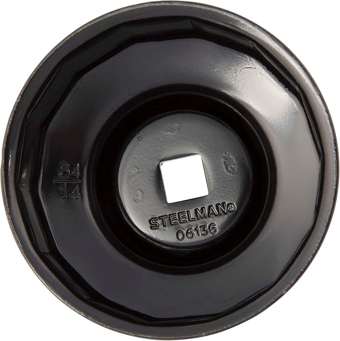 Steelman 64mm x 14 Flute Oil Filter Cap Wrench, 3/8-inch Drive, Low-Profile Design for Confined Space