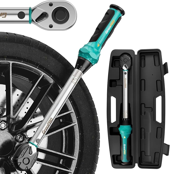 GRENPRO 1/2" Drive Click Torque Wrench 25-250 Ft.Lb – Dual-Direction Adjustable with Dual Range Scales, 72-Tooth Precision Ratchet, ±3% Accuracy – for Bike, Motorcycle, Car Repair & DIY Maintenance
