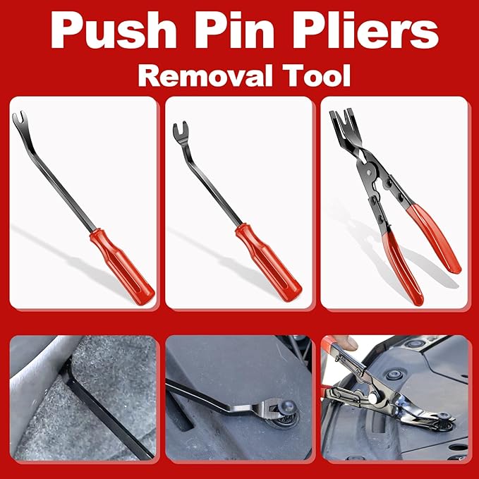 Keze 24Pcs Trim Removal Tool Set with Pick & Clip Removal Tool, Sticker Scraper, Automotive Plastic Pry Tool, Car Panel Door, Stereo, Fastener Remover Kit, for Auto Interior, Molding, Dash(Red)