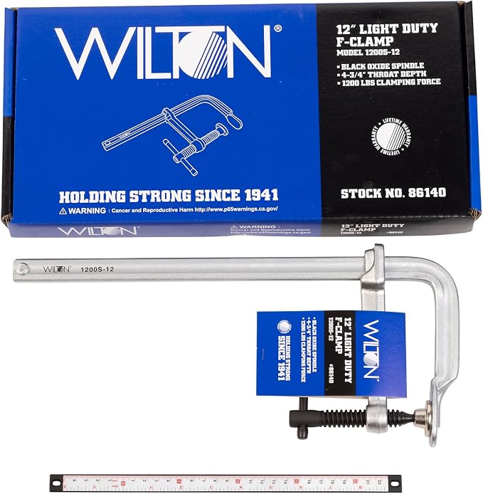 Wilton Light-Duty F-Clamp, 12" Opening, 4-3/4" Throat, 1200 Lbs. Clamping Force (Model 1200S-12) (Pack of 2)
