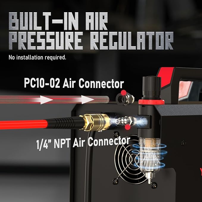 YESWELDER Plasma Cutter with Built In Air Compressor, Large LED Digital Display 55Amp 110V/220V Non-High Frequency Non-Touch Pilot Arc Plasma Cutting Machine CUT-55DS FUSION