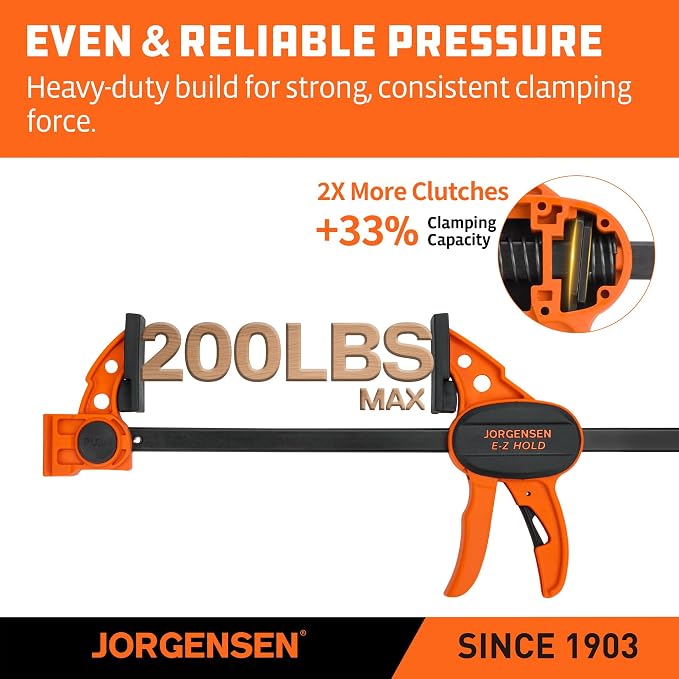 JORGENSEN E-Z Hold 2-Pack 12" 200LBS Light Duty Woodworking Bar Clamps