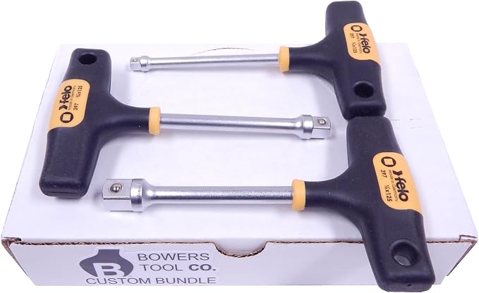 Felo 3pc T-Handle Socket Adapter Nut Driver Spinner Handle 1/2", 3/8", and 1/4" Drive