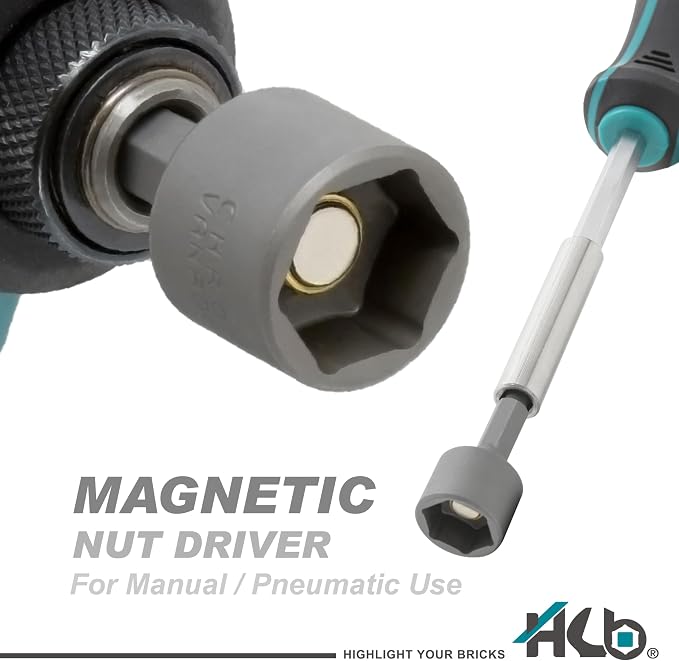 HB 112-Piece Magnetic Nut Driver & Bit Set KKM002-U, Phillips Pozi Slotted Hex Star Square Spline Tri-Wing Torq Clutch Bits, Magnetic Holder, Socket Adapter, Screwdriver Handle, Case, Made in Taiwan