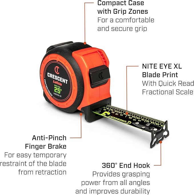 Crescent Lufkin 16ft CONTROLTOUCH NITE Eye™ Tape Measure | L1016CB-02