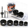 HORUSDY 8PCS Hole Saw Kit, 1"–2-1/8" (25–54mm), with 2 Pcs Drill Bits, Mandrel & Hex Key, Smooth Cut, DIY-Friendly Set for Soft Wood, Plywood, PVC