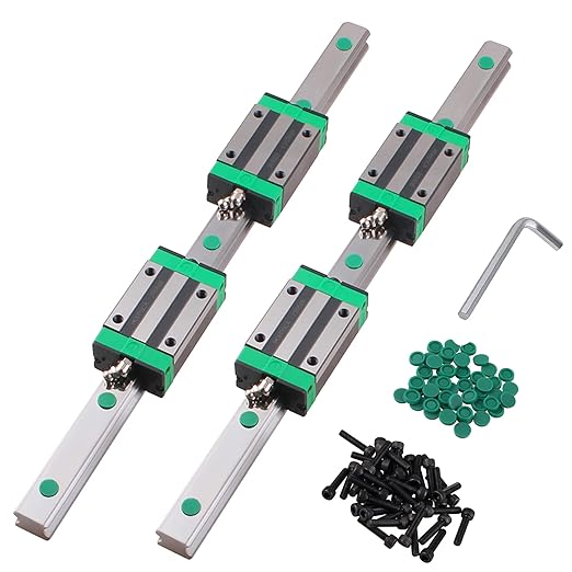 2Pcs Linear Guide Rail kit HGR25-300mm Linear Slide Rails with 4Pcs HGHCA25 HGH25 Linear Blocks Bearing + Dust Cover C6 + Socket Head Cap Screw for DIY CNC Routers Lathes Mills
