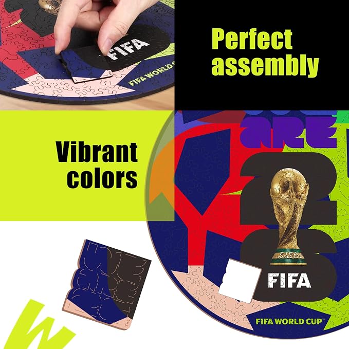 FIFA 2026 World Cup Soccer Wooden Puzzle for Adults, 5MM Thick, Puzzle for Football Fans, Officially Licensed Product, 200 Pieces Irregular Shape Jigsaw Puzzles for Adults,10 x 10