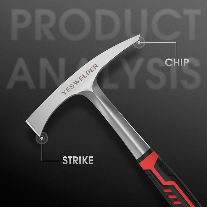 YESWELDER Welding/Chipping Hammer, 28oz Slag Removal Tool with carbon, Steel Construction & Shock Reduction Grip, Welder Hammer, Welding Chipping Hammer, Welders Chipping Hamme
