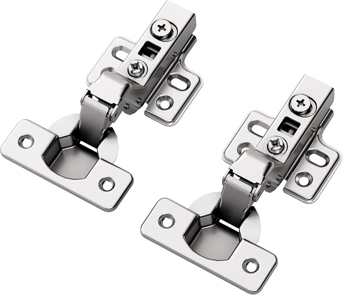20pcs Inset Cabinet Hinge Frameless Concealed Door Hinges European Soft Closing Four-Hole Mounting Plate Hinges Nickel Plated Finish