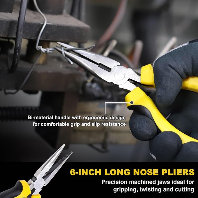 TOPLINE 8-Piece Pliers and Wrench Set with Rolling Pouch | 12”, 10”, 8” Groove Joint, 8” Adjustable Wrench, 7” Linesman, 6” Slip Joint, Long Nose, Diagonal Pliers for Home Repair