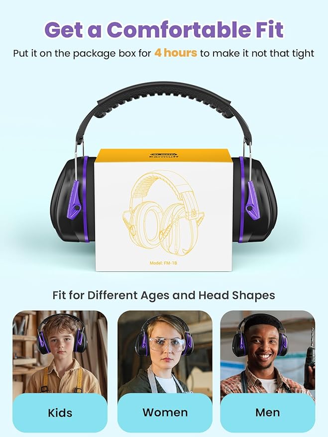 Dr.meter Ear Protection for Gun Range, 31dB SNR Noise Reduction Safety Ear Muffs, Hearing Protective Noise Cancelling Headphones for Autistic Kids Adults Earmuff for Mowing Monster Jam