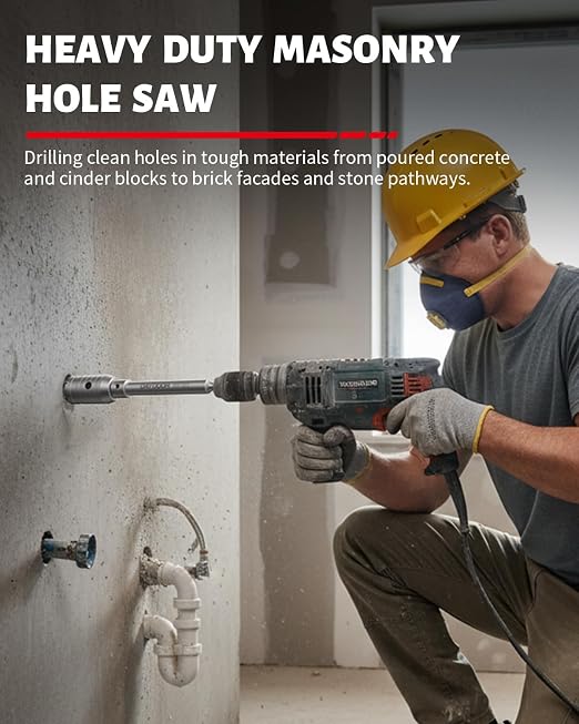 DAYDOOR 1-9/16" (40mm) Concrete Hole Saw with SDS Plus Shank Adapter, Tungsten Carbide Tipped Masonry Hole Saw, Heavy Duty Concrete Core Drill Bit for Brick, Cement Wall, and Stone
