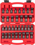 TEKTON 3/8 Inch Drive Universal Joint Impact Socket Set | SID97303 | 34-Piece, (1/4 - 1 in., 6 - 24 mm), Shallow, 6-Point