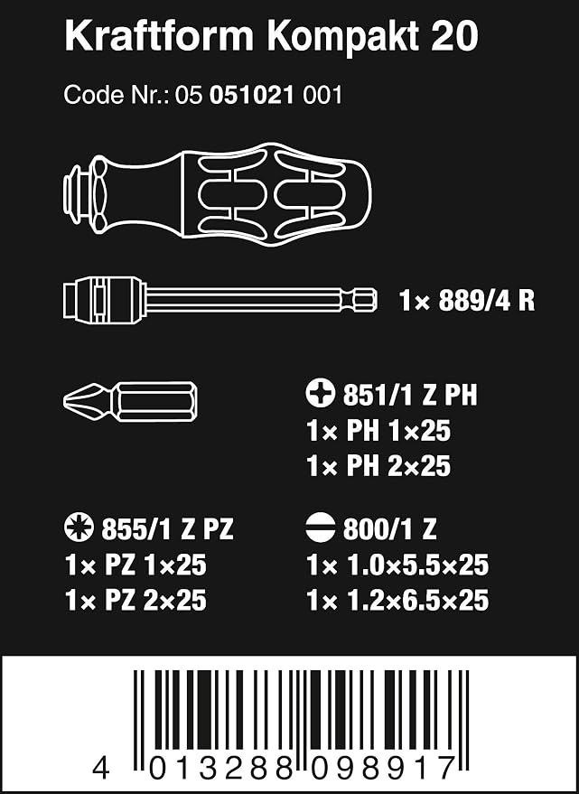 Wera 05051021001 Kraftform Kompakt 20 with pouch, 7 pieces