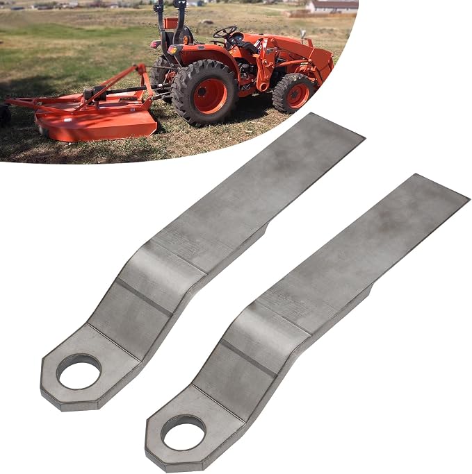 MOTOQUEEN Heavy Duty Replacement Bush Hog Rotary Grass Cutter Blades Mower Blade 10mm Mild Steel for Mower King Skidsteer 2-3/8" x 14" x 3/8" Rotary Replacement Blades for Brush Mowers (2 Blade Set)
