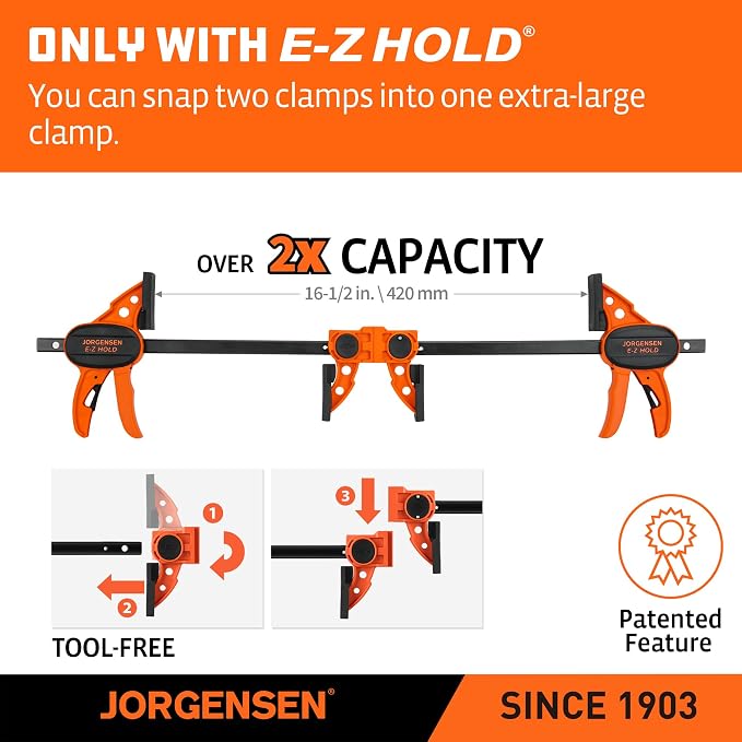 JORGENSEN E-Z Hold 2-Pack 6" 200LBS Light Duty Woodworking Bar Clamps