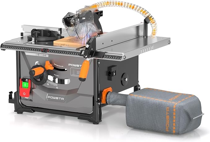 Table Saw with 98% Dust Collection System,120V/15A/5000RPM,Control Console Size:17.91"x23.62",0-45° Bevelcut &90° Crosscut,for 1.57” to 2.36"Depth,Portable Table Saw Ideal for Woodworking