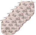 Lunarable Notre Dame Chair Seating Cushion Set of 6, Doodle Drawings of The Eiffel Tower Paris and a Couple, Anti-Slip Seat Padding for Kitchen & Patio, 16"x16", Blush Charcoal Grey