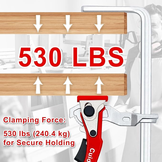 Track Saw Clamp for T-Track and Guide Rails – Heavy Duty Quick Release Clamp with Non-Marring Pads, Compatible with Festool, Makita, Dewalt and MFT Tables for Woodworking Hold Down
