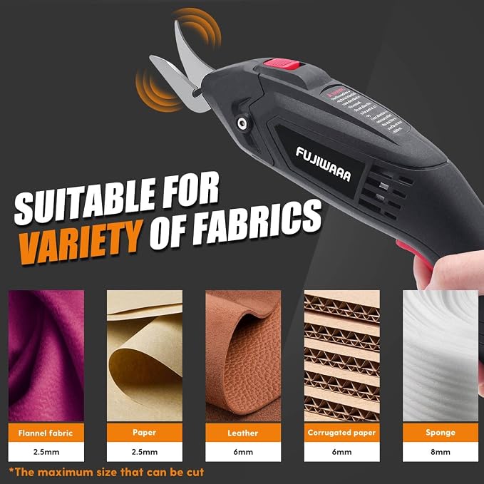 FUJIWARA Electric Scissors Replacement Blades Multipurpose Home Electric Fabric Shears Cutter Blade for Cardboard Sewing Paper Leather Cutting, 2 PCS