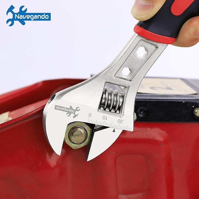 Navegando 3-Piece Adjustable Wrench Set, 6 8 10 Inch, High Carbon Steel | Adjustable Wrenches with Non-Slip Grip, Rust Resistant, Ideal for Plumbing, Automotive & Home DIY Repair