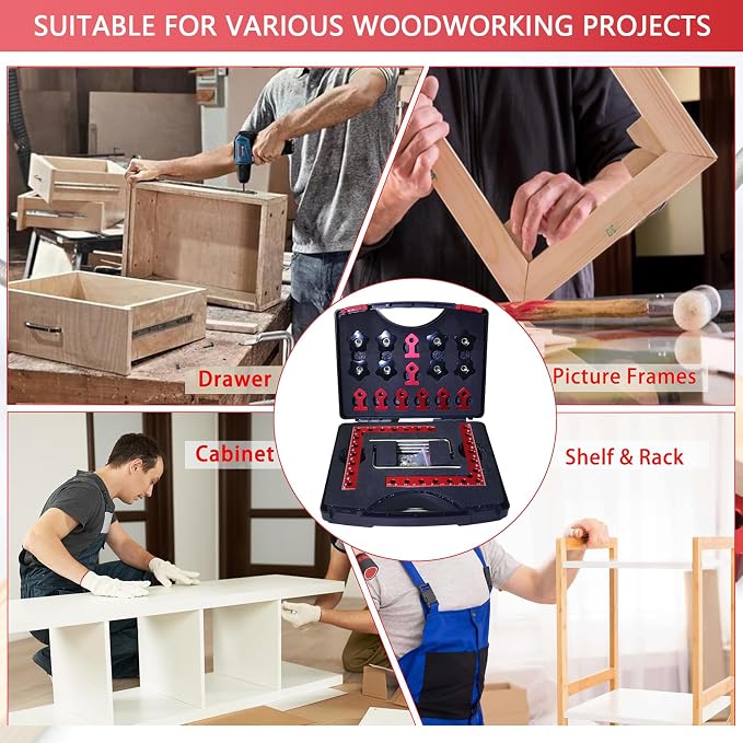Corner Clamps for Woodworking 4 Pack 5.5"x 5.5" Right Angle Wood Clamps 90 Degree Carpenter Tools Positioning Squares for Frame,Box,Drawer,Cabinets,Gifts for Men Dad Red 4 Pack Set