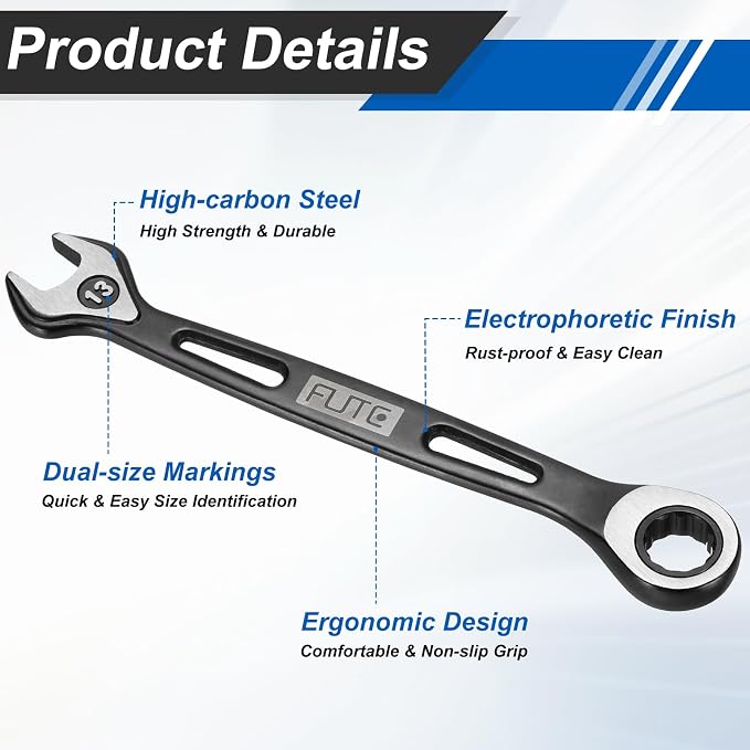 HARFINGTON 2Pcs Ratcheting Combination Wrench 13mm Stubby Wrench Metric High Carbon Steel Double 12-Point Box Open-Ended Ratchet Spanner Tool for Household Garage Workshop Auto Repairs, Black