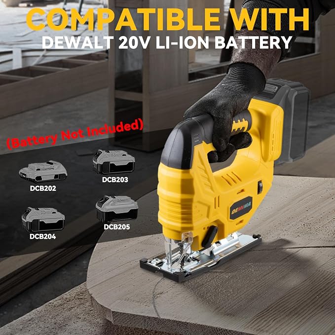 Cordless Jig Saw for Dewalt Battery, 7 Speed Variable Up to 3200RPM, LED Light, 45° Bevel Cuts, 3 Orbital Motions, with Jig Saw Blade for Straight/Curve/Circle Cutting(Battery Not Include)