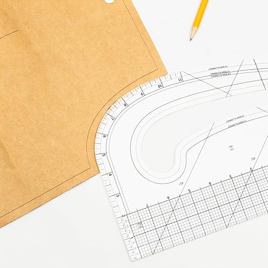 KEARING Patented 16" Imperial Acrylic Pattern Master Ruler, Multi-Purpose French Curve Ruler, Vary Form Curve Hip Measuring Transparent Fashion Designer's Ruler for Sewing Pattern Making