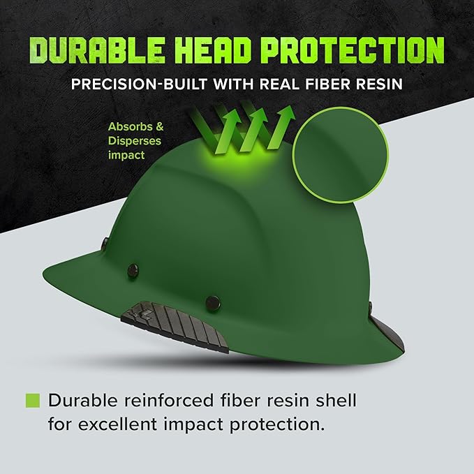 LIFT SAFETY Dax Fiber Resin Full Brim Safety Helmet/Hard Hat | 6 Point Suspension for Comfort & Impact Protection