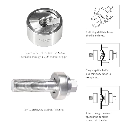 Knockout Hole Punch Driver Kit, 1-1/2" Slug-Buster Knockout Electrical Conduit Hole Cutter Set Manual KO Tool for Electrical Conduit & Panels