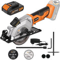 Circular Saw,4-1/2" Mini Circular Saw Cordless with 2.0A Battery, Power Saw with Laser Guide, 3400RPM, Maximum Cutting 1-11/16" at 90° and 1-1/8"at 45° for Wood, Soft Metal, Plastic