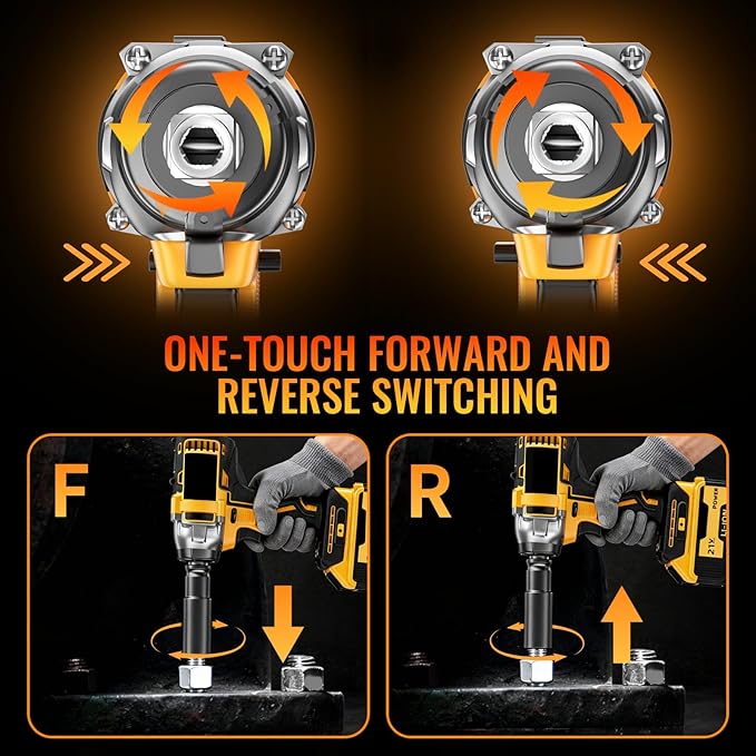 Cordless Impact Wrench: Brushless 1/2-inch, Power Impact Gun Kit, 2 x 4.0Ah Batteries, Fast Charger, 5 Sockets, Variable Speed Electric Impact Driver for Car/Home/Construction