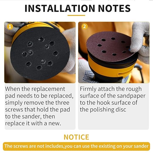 Sander Pad Replacement for Dewalt, 3 Pack 5" 8 Hole Hook and Loop Orbital Sander Metal Pads Compatible with DeWalt DW420 DW421 DW422 DW423 DW426 D26451 D26453 Orbital Sander (3 Screw Holes)