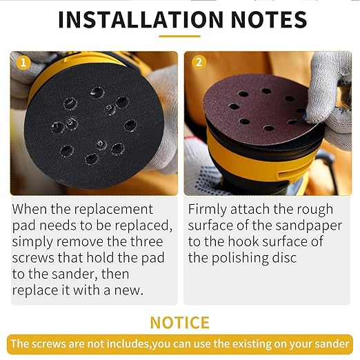 Sander Pad Replacement for Dewalt, 2 Pack 5" 8 Hole Hook and Loop Orbital Sander Metal Pads Compatible with DeWalt DW420 DW421 DW422 DW423 DW426 D26451 D26453 Orbital Sander (3 Screw Holes)