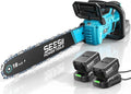 SEESII 40V 18-Inch Electric Chainsaw Cordless with 2 x 5.0Ah Batteries | 2200W Brushless Battery Powered Chain Saw with 2 ×Chargers, Tool-free Tension, Auto-Oiling for Tree Felling and Wood Cutting